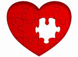 Heart puzzle with missing piece
