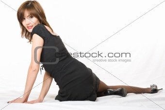 Young japanese woman lying on the floor.