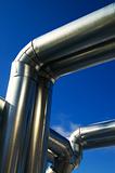 Industrial zone, Steel pipe-lines on blue sky
