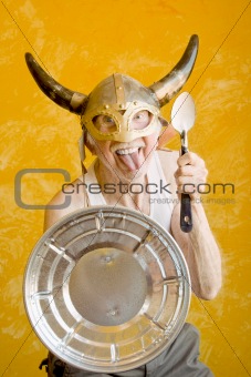 Crazy Old Man in a Viking Helmet