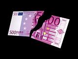 Two parts of a banknote 500 Euro