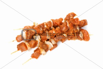 raw meat for barbecue on white background