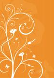 Floral orange background with swirls