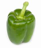 one green sweet pepper on white background