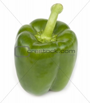 one green sweet pepper on white background