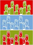 Voting group of people - symbolic human's hands