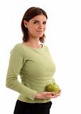 Young woman holding green apple