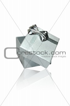 Silver Gift Box On White Background