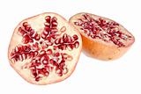 pomegranate on white with path