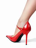 Leg in red shoe