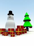 Snowman and Christmas Presents