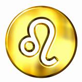 3D Golden Leo Zodiac Sign