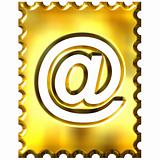 3d golden stamp with email symbol