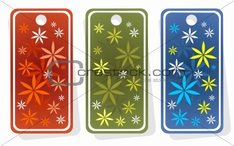 price tags with flowers