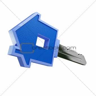 blue house key