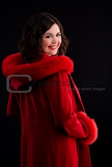 Cute brunette girl in pin-up pose