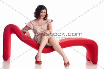 cute brunette girl in pin-up pose