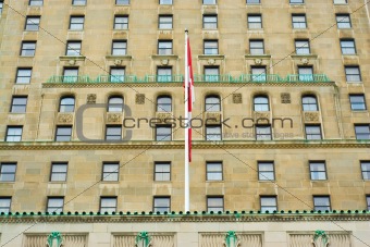 Canada flag on an old building