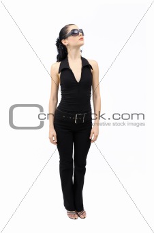 Isolated woman with sunglasses