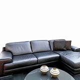 Black leather sofa