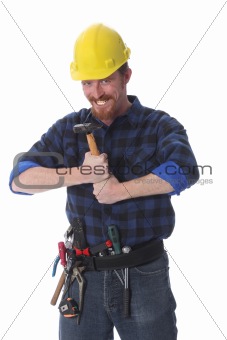 construction worker with hammer 