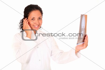 young doctor calling by phone