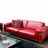 Red leather sofa