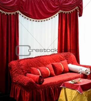 Sofa with curtains