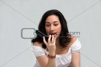 Woman yelling on phone