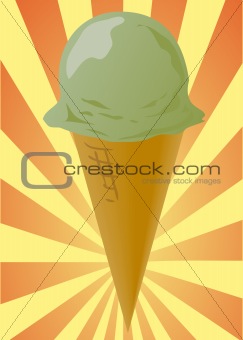 Pistachio ice cream cone