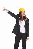 businesswoman pointing up