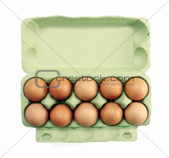 eggs in a carton isolated on white
