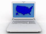laptop with a map US