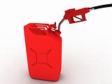 red refueling hose and gas can
