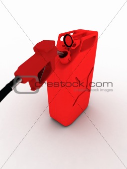 red refueling hose and gas can