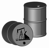 oil barrels with oil rig