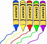 colorful crayons with color trails