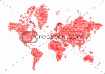 Abstract red triangles world map