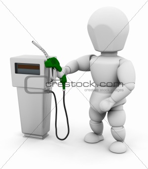 Person with fuel pump