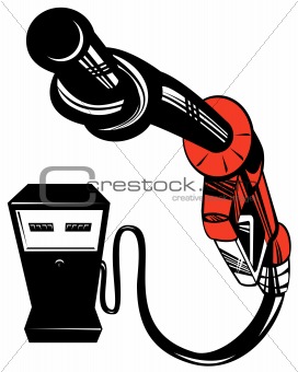 Gasoline pump nozzle twisted into a knot