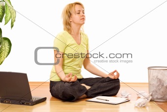 Woman concentrating to finish a tough task