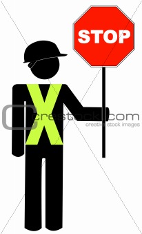 construction worker with stop sign