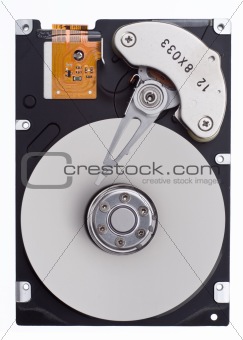 Looking down on a hard disk