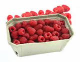 raspberries in cardboard box