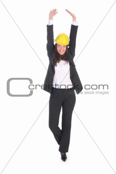 young businesswoman with helmet 