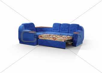 angular sofa of dark blue color
