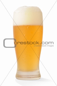 Cold beer glass with path