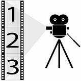 movie camera and film strip