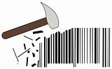 hammer smashing barcode