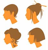 four female heads
